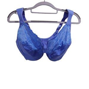 NWOT Glamorise Women's Full Figure Wonderwire Front Close Bra Size 34G Blue 1245